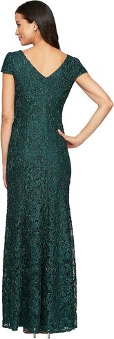 Alex Evenings Women's Long Rosette Mother of The Bride Dress with Short Sleeves, Wedding Guest (Petite and Regular Sizes) in Kuwait