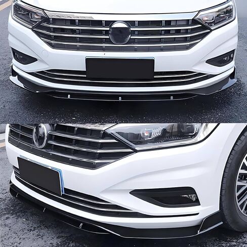 المصد الأمامي للشفاه الفاصل سبويلر مناسب لسيارة Volkswagen VW Jetta MK6.5 2015-2018 EX/LX/Touring/Sport أسود لامع 3 قطع ملحقات طقم هيكل الذقن الهوائي in Saudi Arabia