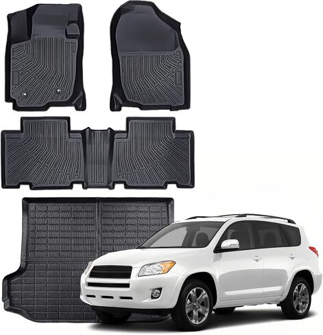 متوافق مع سجادات أرضية Toyota Rav4 2006-2012 (5 مقاعد) وبطانة الحمولة، حماية من جميع الأحوال الجوية، سجادات أرضية TPE مضادة للانزلاق وسجادة صندوق السيارة مناسبة لملحقات Toyota Rav4 2006-2012 in Kuwait