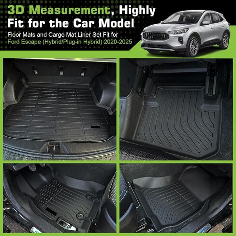 سجادات أرضية وبطانة شحن لسيارة Ford Escape Hybrid & Plug-in Hybrid 2020-2026، TPE مقاومة للماء وغير قابلة للانزلاق وحماية من جميع الأحوال الجوية مخصصة in Saudi Arabia