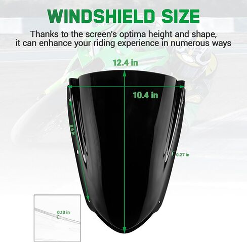 عاكس الزجاج الأمامي للدراجات النارية ذو الفقاعات المزدوجة مناسب للنينجا ZX-10R ZX10R 2021 2022 2023 2024 حاجب شاشة درع الرياح، أسود in Kuwait