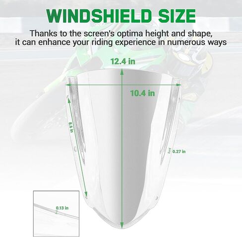 عاكس الزجاج الأمامي للدراجات النارية ذو الفقاعات المزدوجة مناسب للنينجا ZX-10R ZX10R 2021 2022 2023 2024 حاجب شاشة درع الرياح، أسود in Kuwait