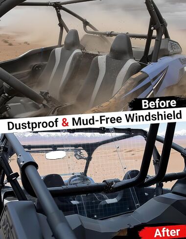 الزجاج الأمامي الخلفي مناسب لملحقات Kawasaki Teryx KRX 1000 2020-2025، زجاج أمامي كامل مقاوم للخدش وشديد التحمل من البوليستر، نافذة خلفية مقاومة للغبار والرياح لتقليل الضوضاء in Kuwait