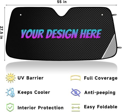 Custom Car Windshield Sunshade with Photo & Text, Personalized Foldable Sun Shield Keep Your Vehicle Cool in Saudi Arabia