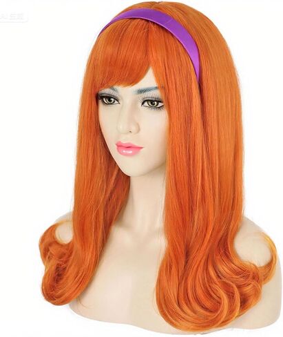 G&T Wig Orange Red Curly Wig for Mrs Roper Costume Landlady Annie Wig Short Curly Reddish Orange Wig Heat Resistant Synthetic Women’s Wig for Cosplay Halloween Party in Kuwait