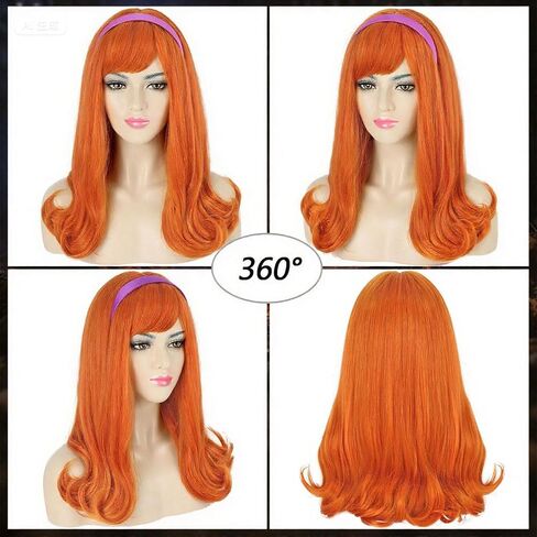 G&T Wig Orange Red Curly Wig for Mrs Roper Costume Landlady Annie Wig Short Curly Reddish Orange Wig Heat Resistant Synthetic Women’s Wig for Cosplay Halloween Party in Kuwait