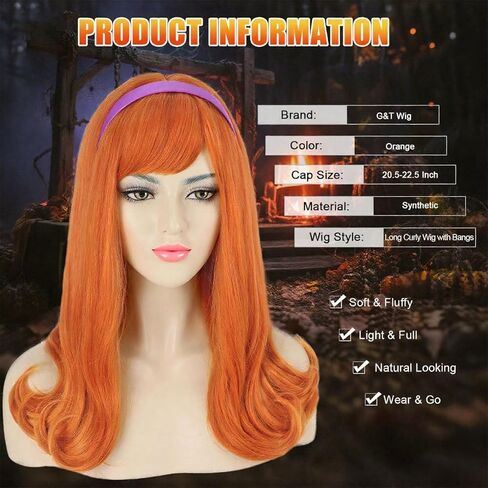 G&T Wig Orange Red Curly Wig for Mrs Roper Costume Landlady Annie Wig Short Curly Reddish Orange Wig Heat Resistant Synthetic Women’s Wig for Cosplay Halloween Party in Kuwait