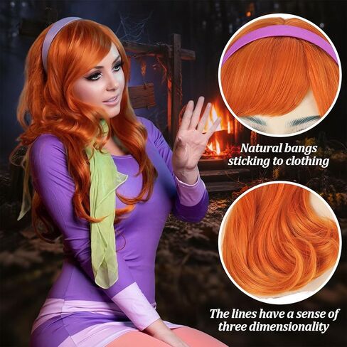 G&T Wig Orange Red Curly Wig for Mrs Roper Costume Landlady Annie Wig Short Curly Reddish Orange Wig Heat Resistant Synthetic Women’s Wig for Cosplay Halloween Party in Kuwait