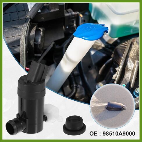 Windshield Washer Motor Pump Fit for Kia Sedona Sorento No.98510-A9000/98510A9000 - Pack of 1 Black Replace Parts Vehicle Components in Saudi Arabia