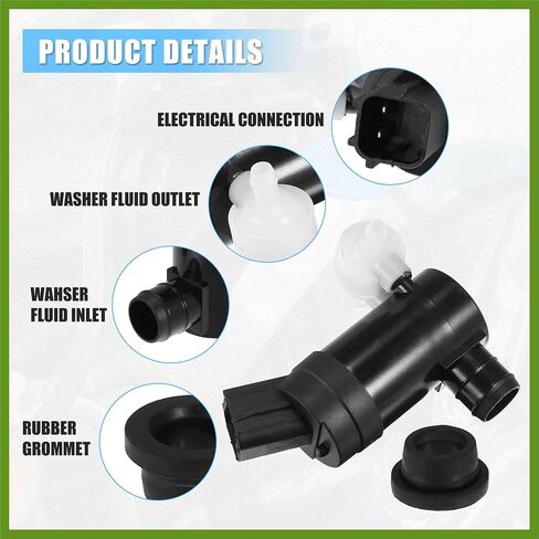Windshield Washer Motor Pump Fit for Kia Sedona Sorento No.98510-A9000/98510A9000 - Pack of 1 Black Replace Parts Vehicle Components in Saudi Arabia