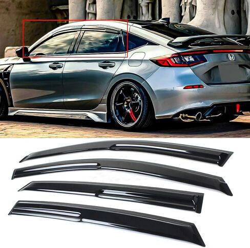 يناسب 2022-2026 هوندا سيفيك هاتشباك JDM Mugen Style حاجب نافذة واقي المطر تنفيس in Saudi Arabia