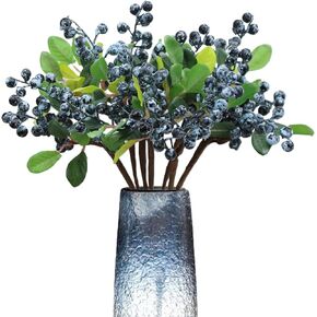 6Pcs Artificial Blueberry Stems Fake Berries Fruit Decor Fake Blueberries Plastic Artificial Fruit Vase Filler Home Wedding Office DIY Party for Decoration(Blue) in Saudi Arabia
