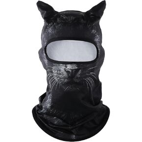 3D Black Cat Ski Mask Balaclava with Ears Cat Sheisty Face Cover for Music Halloween Party Outdoor Activities in Saudi Arabia