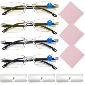panthra 4 Presbyopic Glasses, Smart Zoom Glasses, with Box and Cloth, Smart Zoom Technology, Comfortable Nose Pads, Tough Frames, Suitable for Daily Office Study (White + Yellow) in Kuwait
