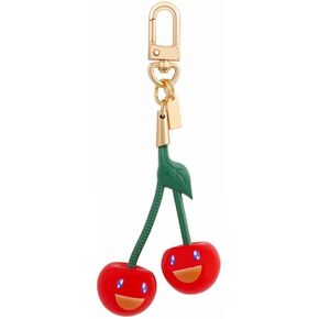 Decorative Cherry Keychain Charm, Red and Green, Gold Metal Clasp in Saudi Arabia