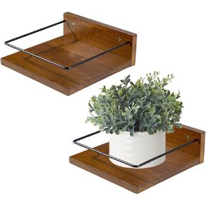 ARTORA Wall Mounted Plant Holder, Wooden Floating Shelves for Flower Pot Wall Hanging Wood Rack Farmhouse Small Decorative Wall Shelf for Bedroom Living Room Bathroom Porch Balcony Decor (2 Pack) in Saudi Arabia