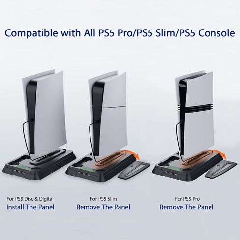 محطة التبريد PS5 ، PS5 Pro Stand مع شاحن مزدوج لـ PlayStation 5 مع 3 مستويات مروحة تبريد ، ومجموعات ملحقات PS5 ، حامل سماعات الرأس لـ PS5 الرقمية/القرص in Saudi Arabia