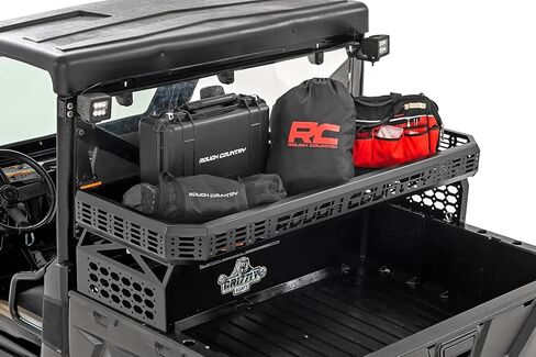 رف شحن فوق السرير من Rough Country لـ Polaris Ranger/Can-Am Defender (2017-2022) - يضيف مساحة تخزين مرتفعة، وجوانب لوحة مولي، وسهولة التركيب بمسامير in Saudi Arabia