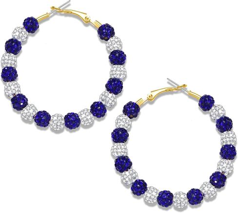 Football Earrings Game Day Rhinestone Pave Ball Hoop Earrings College School Team Spirit Colors Hoop Earrings Football Sports Team Accessories Gift for Football Mom in Saudi Arabia