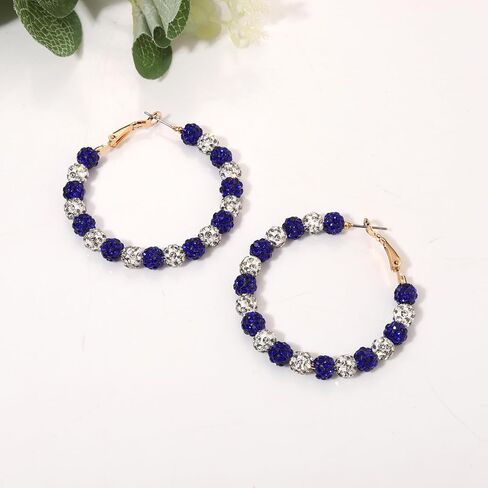 Football Earrings Game Day Rhinestone Pave Ball Hoop Earrings College School Team Spirit Colors Hoop Earrings Football Sports Team Accessories Gift for Football Mom in Saudi Arabia