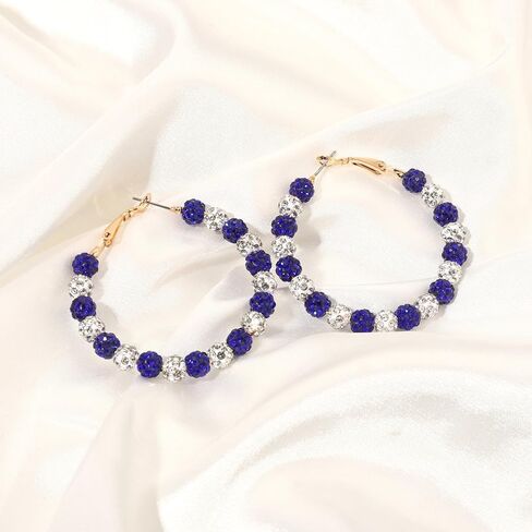 Football Earrings Game Day Rhinestone Pave Ball Hoop Earrings College School Team Spirit Colors Hoop Earrings Football Sports Team Accessories Gift for Football Mom in Saudi Arabia