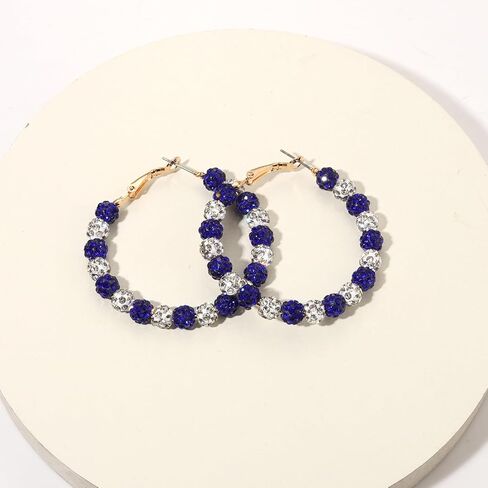 Football Earrings Game Day Rhinestone Pave Ball Hoop Earrings College School Team Spirit Colors Hoop Earrings Football Sports Team Accessories Gift for Football Mom in Saudi Arabia