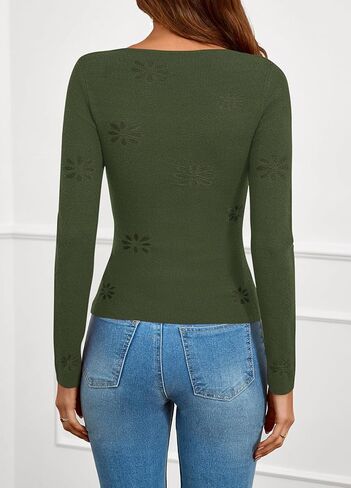PRETTYGARDEN قمصان طويلة الأكمام للنساء عادية 2025 خريف متماسكة سليم صالح الأساسية خفيفة الوزن قارب الرقبة سترة المحاصيل المحملة القمم in Kuwait