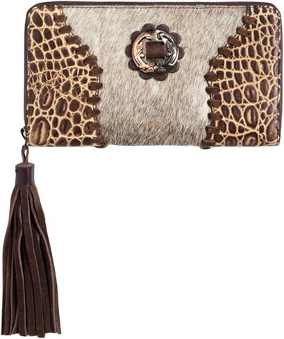 ARIAT Women's Laney Croc Print Calf Hair Wallet, Brown, One Size in Saudi Arabia