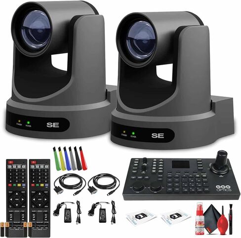 PTZOptics Move SE PTZ Camera with 30x Optical Zoom (White) (PT30X-SE-WH-G3) (2-Pack) + PTZOptics SuperJoy PTZ Joystick Controller + Lens Cleaning Kit + HDMI Cable + Ethernet Cable + Color Wire Ties in Kuwait