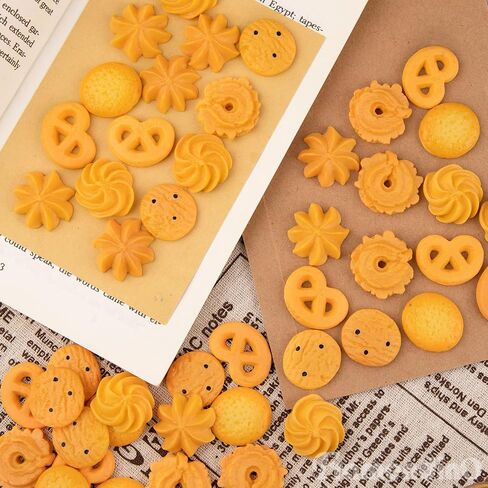 Framendino, 60 Pack Artificial Mini Cookies Fake Pastries Food Simulated Biscuits Lifelike Crackers Model Display Photography Props in Saudi Arabia
