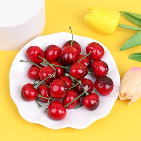 20 قطعة من الكرز الاصطناعي الأحمر، نموذج الكرز المزيف، زخرفة فاكهة الكرز النابضة بالحياة، نموذج فاكهة مزيف للحفلات المنزلية والمطبخ، دعائم التصوير الفوتوغرافي، الكرز المزيف، الكرز البلاستيكي in Saudi Arabia