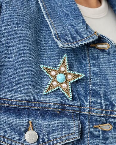 Jessica Simpson Silver or Gold-Tone Brooch for Women, Western Pins with Dangle Charms, Turquoise, or Rhinestones in Saudi Arabia