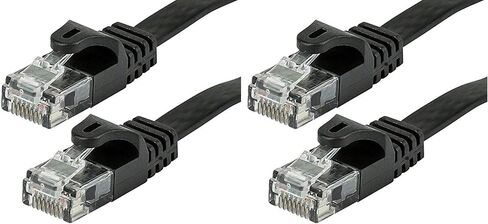 Monoprice Cat6 25ft Black Flat Patch Cable UTP 30AWG 550MHz Pure Bare Copper Snagless RJ45 Flexboot Series Ethernet Cable in Saudi Arabia