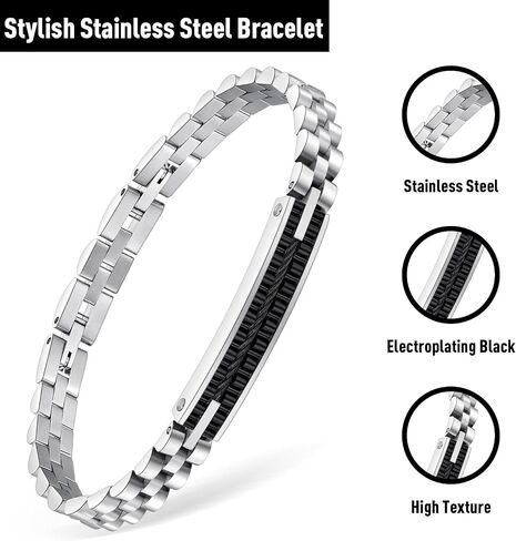 Bracelets for Men, Stylish Beaded Bracelet, Adjustable Clasp Stainless Steel Bracelets for Men,Jewelry Presents for Men & Women in Saudi Arabia