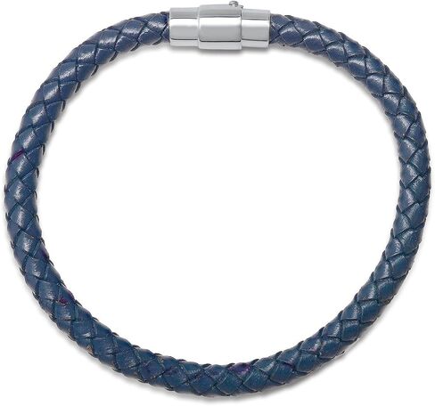 Amazon Essentials Men's Leather Sterling Silver Bracelet in Kuwait