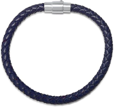 Amazon Essentials Men's Leather Sterling Silver Bracelet in Kuwait
