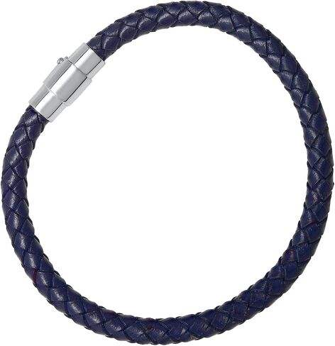 Amazon Essentials Men's Leather Sterling Silver Bracelet in Kuwait