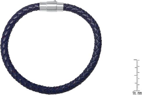 Amazon Essentials Men's Leather Sterling Silver Bracelet in Kuwait