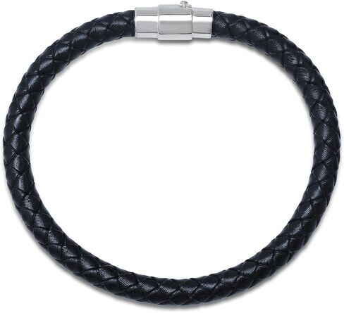 Amazon Essentials Men's Leather Sterling Silver Bracelet in Kuwait