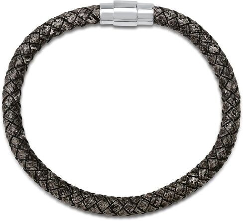 Amazon Essentials Men's Leather Sterling Silver Bracelet in Kuwait