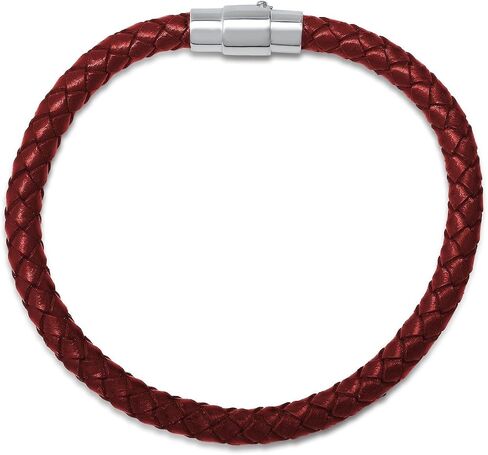 Amazon Essentials Men's Leather Sterling Silver Bracelet in Kuwait