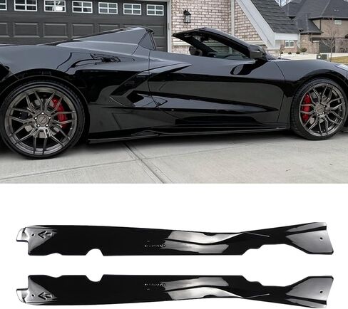 قطعتان من التنانير الجانبية لسيارة Corvette C8 2020-2025 Stingray&Z51 طقم هيكل لوحة الروك ملحقات لوحة التمديد ABS MXT Style (أسود لامع) in Kuwait