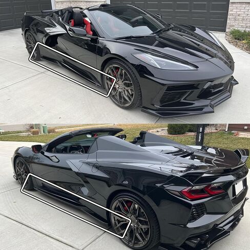 قطعتان من التنانير الجانبية لسيارة Corvette C8 2020-2025 Stingray&Z51 طقم هيكل لوحة الروك ملحقات لوحة التمديد ABS MXT Style (أسود لامع) in Kuwait