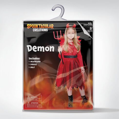 Spooktacular Creations Girls Devil Costume, Child Devil Dress with Demon Horn Headband for Kids Halloween Role Play Parties in Saudi Arabia