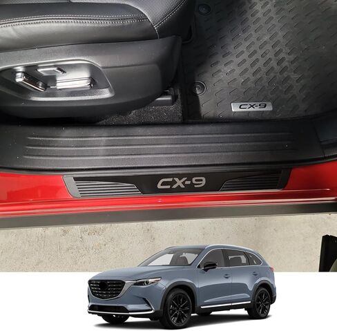 GZBFTDH Car Door Entry Guard, Parts for Mazda cx-9 cx9 2016-2022 Kick Panels Guard Scuff Plate 4PCS, Stainless Steel with abs Car Door Sill Protector Cover, Auto Interior Accessories (red) in Kuwait