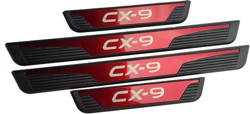 GZBFTDH Car Door Entry Guard, Parts for Mazda cx-9 cx9 2016-2022 Kick Panels Guard Scuff Plate 4PCS, Stainless Steel with abs Car Door Sill Protector Cover, Auto Interior Accessories (red) in Kuwait