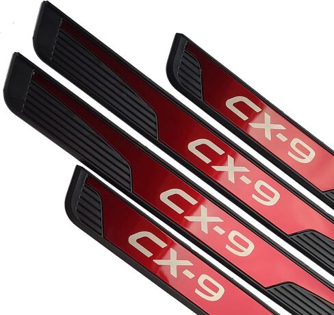 GZBFTDH Car Door Entry Guard, Parts for Mazda cx-9 cx9 2016-2022 Kick Panels Guard Scuff Plate 4PCS, Stainless Steel with abs Car Door Sill Protector Cover, Auto Interior Accessories (red) in Kuwait