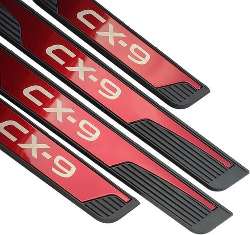 GZBFTDH Car Door Entry Guard, Parts for Mazda cx-9 cx9 2016-2022 Kick Panels Guard Scuff Plate 4PCS, Stainless Steel with abs Car Door Sill Protector Cover, Auto Interior Accessories (red) in Kuwait