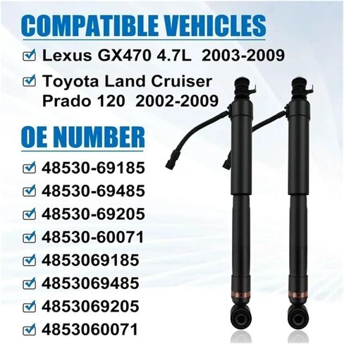 2pcs Front/Rear Shock Absorber Compatible for Toyota Land Cruiser Prado 120/Lexus GX470 2002-2009(2PCS Rear assy) in Saudi Arabia