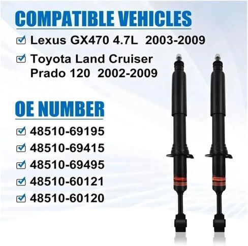 2pcs Front/Rear Shock Absorber Compatible for Toyota Land Cruiser Prado 120/Lexus GX470 2002-2009(2PCS Rear assy) in Saudi Arabia